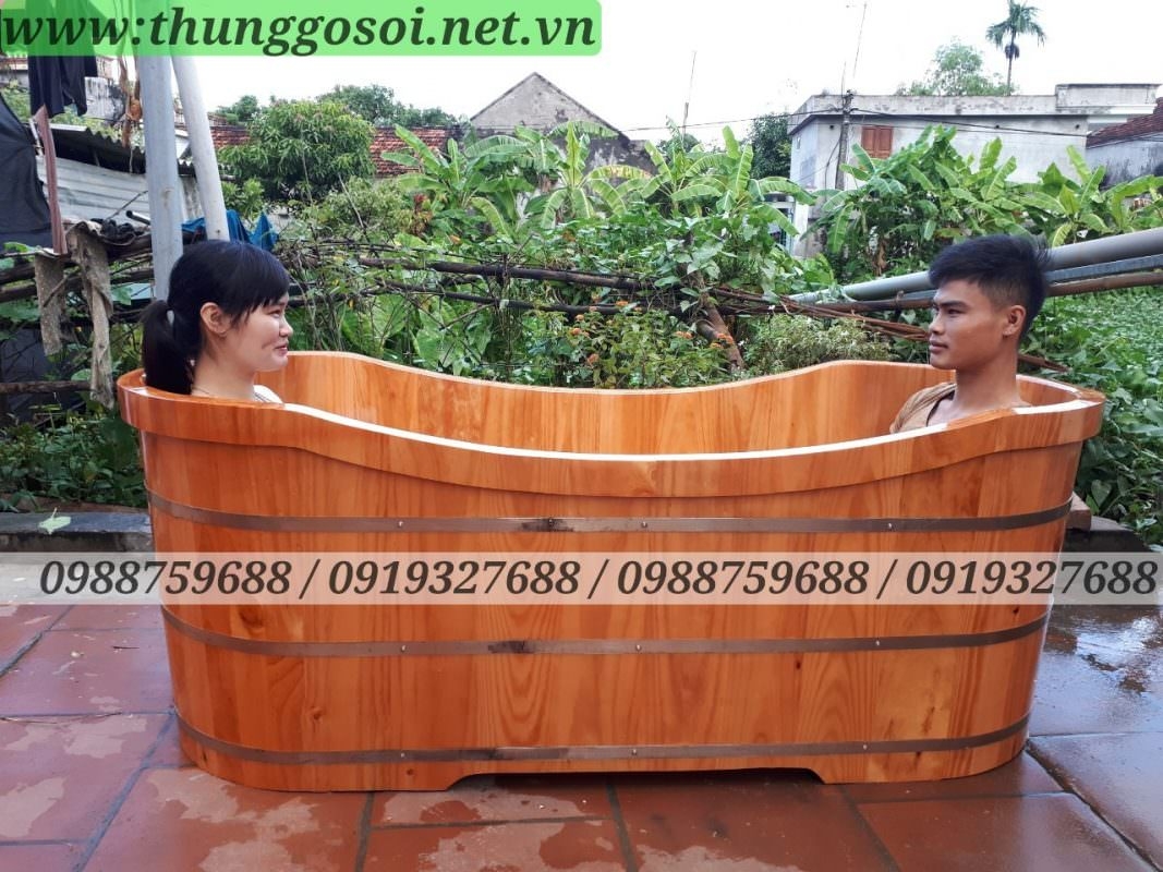 thùng tắm đôi gỗ thông